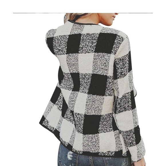 ❤HP❤ x3 GRISWOLD Buffalo Plaid Waterfall Cardigan - Picture 3 of 4